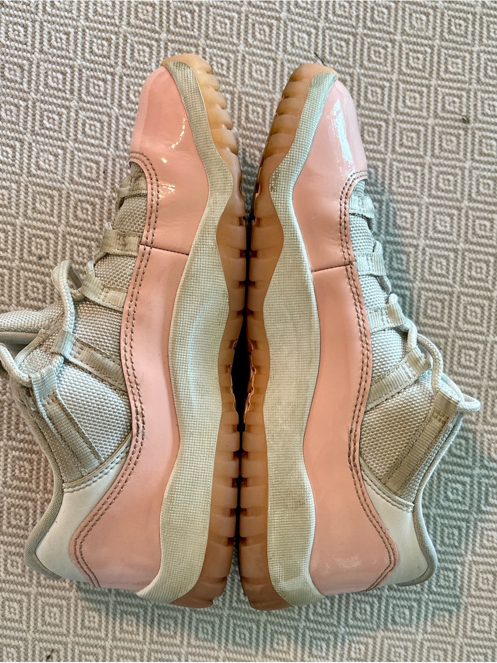 Jordan Kids Sneakers in Pink and Cream with Gum Sole